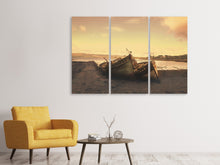Laden Sie das Bild in den Galerie-Viewer, Leinwandbild 3-teilig Die Fischer und das Meer