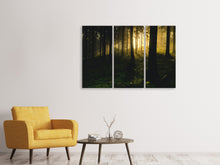 Laden Sie das Bild in den Galerie-Viewer, Leinwandbild 3-teilig Sonnenuntergang im Wald