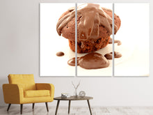 Laden Sie das Bild in den Galerie-Viewer, Leinwandbild 3-teilig Muffin mit Schokolade