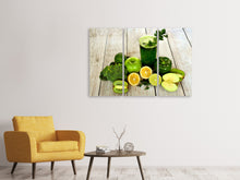 Laden Sie das Bild in den Galerie-Viewer, Leinwandbild 3-teilig Zutaten grüner Smoothie