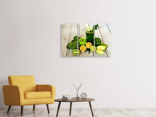 Laden Sie das Bild in den Galerie-Viewer, Leinwandbild 3-teilig Zutaten grüner Smoothie