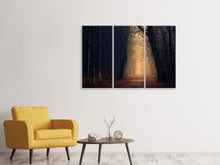 Laden Sie das Bild in den Galerie-Viewer, Leinwandbild 3-teilig Abendstimmung im Wald