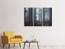 Laden Sie das Bild in den Galerie-Viewer, Leinwandbild 3-teilig Wald im Nebel