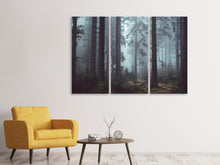 Laden Sie das Bild in den Galerie-Viewer, Leinwandbild 3-teilig Wald im Nebel