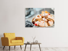 Laden Sie das Bild in den Galerie-Viewer, Leinwandbild 3-teilig Eine Schale Macarons