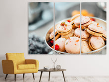 Laden Sie das Bild in den Galerie-Viewer, Leinwandbild 3-teilig Eine Schale Macarons