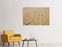 Laden Sie das Bild in den Galerie-Viewer, Leinwandbild 3-teilig Fußspuren im Sand