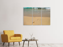 Laden Sie das Bild in den Galerie-Viewer, Leinwandbild 3-teilig Fußspuren ins Meer