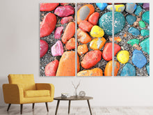 Laden Sie das Bild in den Galerie-Viewer, Leinwandbild 3-teilig Bunte Steine