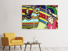 Laden Sie das Bild in den Galerie-Viewer, Leinwandbild 3-teilig Indische Kunst
