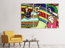 Laden Sie das Bild in den Galerie-Viewer, Leinwandbild 3-teilig Indische Kunst