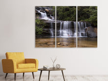 Laden Sie das Bild in den Galerie-Viewer, Leinwandbild 3-teilig Am Ende des Wasserfalls