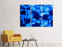 Laden Sie das Bild in den Galerie-Viewer, Leinwandbild 3-teilig Viele Quallen im blauen Wasser