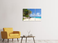 Laden Sie das Bild in den Galerie-Viewer, Leinwandbild 3-teilig Traumstrand Seychellen
