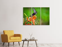 Laden Sie das Bild in den Galerie-Viewer, Leinwandbild 3-teilig Die Tiger-Lilie und der Schmetterling