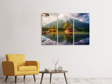 Laden Sie das Bild in den Galerie-Viewer, Leinwandbild 3-teilig Der klare Bergsee