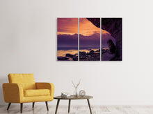 Laden Sie das Bild in den Galerie-Viewer, Leinwandbild 3-teilig Blaue Stunde an den Klippen