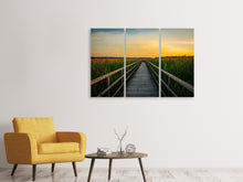 Laden Sie das Bild in den Galerie-Viewer, Leinwandbild 3-teilig Sonnenuntergang in den Feldern
