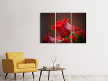 Laden Sie das Bild in den Galerie-Viewer, Leinwandbild 3-teilig Rote Rose in XL