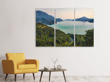 Laden Sie das Bild in den Galerie-Viewer, Leinwandbild 3-teilig Beste Aussicht auf den Bergsee