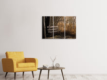 Laden Sie das Bild in den Galerie-Viewer, Leinwandbild 3-teilig Holzbank im Wald