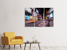 Laden Sie das Bild in den Galerie-Viewer, Leinwandbild 3-teilig Times Square bei Nacht