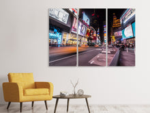 Laden Sie das Bild in den Galerie-Viewer, Leinwandbild 3-teilig Times Square bei Nacht