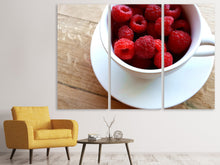 Laden Sie das Bild in den Galerie-Viewer, Leinwandbild 3-teilig Eine Tasse Himbeeren