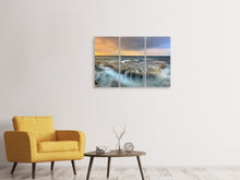 Laden Sie das Bild in den Galerie-Viewer, Leinwandbild 3-teilig Das tosende Meer