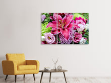 Laden Sie das Bild in den Galerie-Viewer, Leinwandbild 3-teilig Blumenstrauss mit Lilie