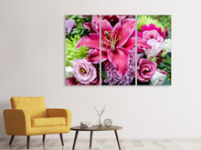 Laden Sie das Bild in den Galerie-Viewer, Leinwandbild 3-teilig Blumenstrauss mit Lilie