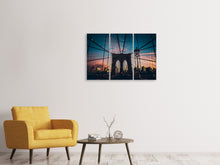 Laden Sie das Bild in den Galerie-Viewer, Leinwandbild 3-teilig Brooklyn Bridge im Abendlicht