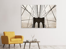 Laden Sie das Bild in den Galerie-Viewer, Leinwandbild 3-teilig Brooklyn Bridge mit Wolken