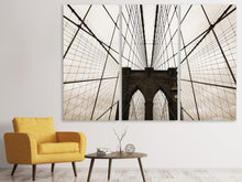 Laden Sie das Bild in den Galerie-Viewer, Leinwandbild 3-teilig Brooklyn Bridge mit Wolken