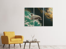 Laden Sie das Bild in den Galerie-Viewer, Leinwandbild 3-teilig Faszination Delfin