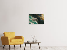 Laden Sie das Bild in den Galerie-Viewer, Leinwandbild 3-teilig Faszination Delfin