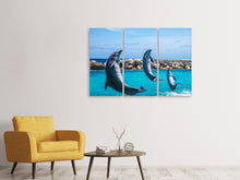 Laden Sie das Bild in den Galerie-Viewer, Leinwandbild 3-teilig 3 Delfine