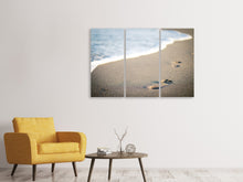 Laden Sie das Bild in den Galerie-Viewer, Leinwandbild 3-teilig Fussspuren im Sand am Strand