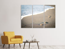 Laden Sie das Bild in den Galerie-Viewer, Leinwandbild 3-teilig Fussspuren im Sand am Strand