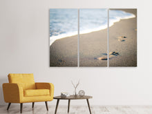 Laden Sie das Bild in den Galerie-Viewer, Leinwandbild 3-teilig Fussspuren im Sand am Strand