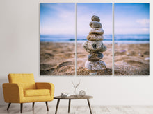 Laden Sie das Bild in den Galerie-Viewer, Leinwandbild 3-teilig Steinstapel am Strand