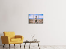 Laden Sie das Bild in den Galerie-Viewer, Leinwandbild 3-teilig Steinstapel am Strand