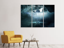 Laden Sie das Bild in den Galerie-Viewer, Leinwandbild 3-teilig Vorsicht Ufo