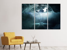 Laden Sie das Bild in den Galerie-Viewer, Leinwandbild 3-teilig Vorsicht Ufo