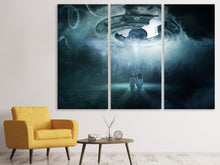 Laden Sie das Bild in den Galerie-Viewer, Leinwandbild 3-teilig Vorsicht Ufo