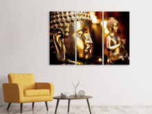 Laden Sie das Bild in den Galerie-Viewer, Leinwandbild 3-teilig Goldene Buddhas