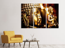 Laden Sie das Bild in den Galerie-Viewer, Leinwandbild 3-teilig Goldene Buddhas