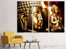Laden Sie das Bild in den Galerie-Viewer, Leinwandbild 3-teilig Goldene Buddhas