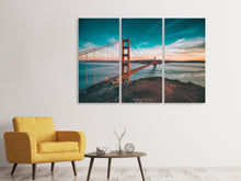 Laden Sie das Bild in den Galerie-Viewer, Leinwandbild 3-teilig Golden Gate im Licht