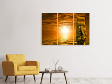 Laden Sie das Bild in den Galerie-Viewer, Leinwandbild 3-teilig Segelschiff im Sonnenuntergang